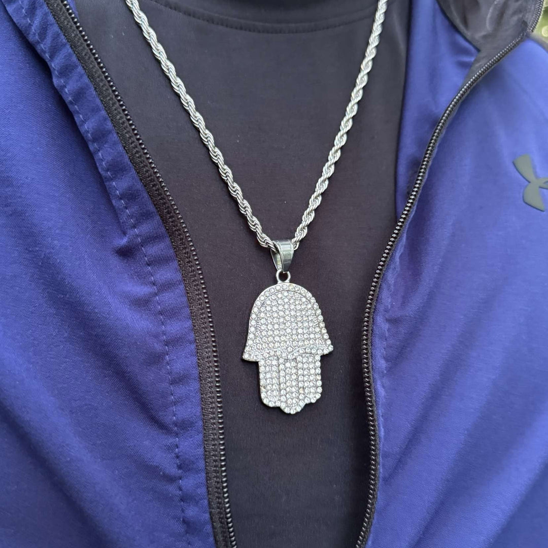 HAMSA HAND CHAIN - SILVER